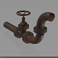 Rusty Metal Industrial Hardware Pipe Valve With Handwheel And Flange Connections