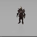 Ornate Spiked Warrior Creature Armor With Maroon Metallic Design And Decorative Details