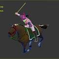 Game Movie Character Mounted Soldier Wearing Military Uniform And Hat Holding Sword On Brown Horse