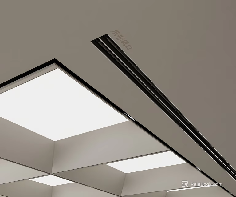 Sleek Modern Ceiling Air Conditioner Vent Design With Recessed LED Lights 3d model 
