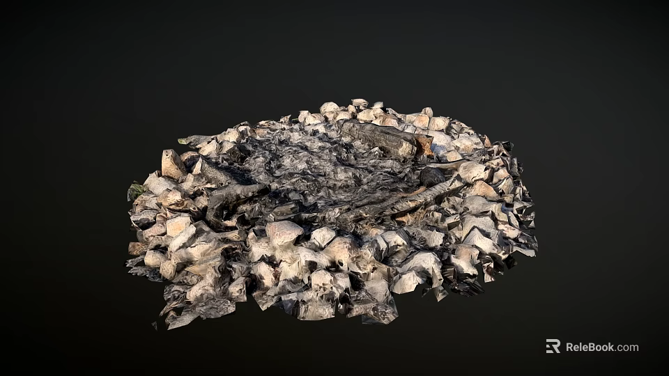 Rustic Garden Ornament Featuring Charred Wood And Ash For Outdoor Garden Decor 3d model 