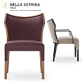 Modern Upholstered Chairs With Leather Seats Wooden Legs And Metal Armrests