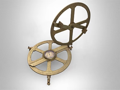 Vintage Brass Industrial Measuring Instrument With Dual Mechanical Wheels And Precision Dial 3d model