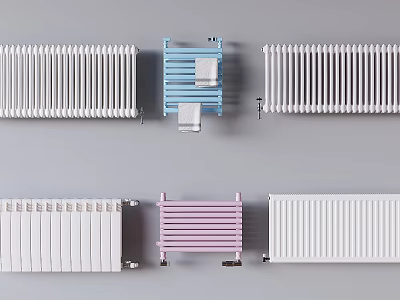 Colorful Radiators In White Blue Pink With Modern Heating Designs For Home Use 3d model