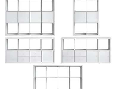 White Multifunctional Storage Shelving Units With Multiple Compartments And Drawers 3d model