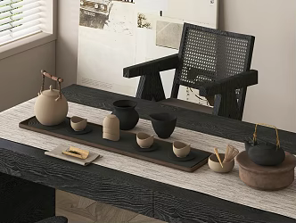 tea set tea table and chair 3d model