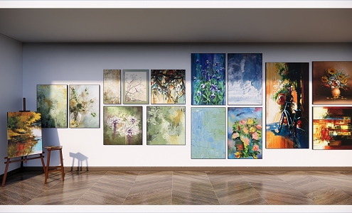 Hanging Painting Oil Painting Abstract Painting Flower Landscape Painting 3d model