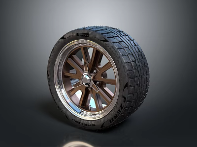 Car Tire With Stylish Alloy Wheel And Deep Tread Pattern Design 3d model