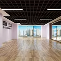 Spacious Fitness Studio With Wooden Flooring Large Windows And City View