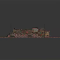 Vintage Steam Train With Rusted Details On Railroad Tracks And Telephone Pole