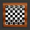 Wooden Chessboard With Black And White Squares And Brown White Chess Pieces