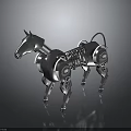 Robotic Horse Sculpture Featuring Metallic Body Mechanical Joints And Gear Details