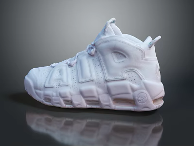 Comfortable White High Top Sneakers with Thick Sole Lace Up Design for Daily Use 3d model