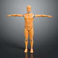 Orange Humanoid Robot With Silver Joints Standing In Outstretched Arms Pose 3d model