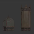 Vintage Architectural Decorative Dome With Lattice Windows And Tall Carved Column Elements