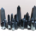 Black Geometric Columns with Various Sizes and Shiny Surfaces Arranged Together 3d model