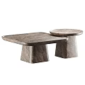 Modern Coffee Table Set With Square And Round Marble Texture Design
