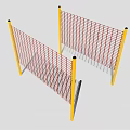 Red Mesh Fence With Yellow Posts For Safety And Security Applications