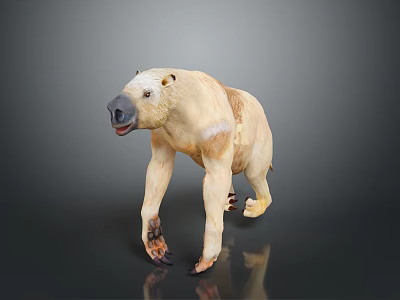 Prehistoric Bear Like Game Movie Character With Light Brown Fur Stocky Limbs And Walking Posture 3d model