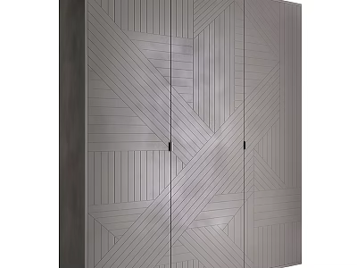 Modern Gray Chest of Drawers With Geometric Line Wood Grain Surface Design 3d model