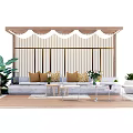 Outdoor Pergola With Comfortable Sofa Coffee Table And Green Plants For Relaxing Outdoor Living Space