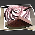 Fresh Watermelon Slice With Pink Ice Cream And Orange Spoon In Paper Bowl