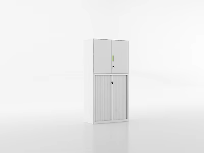 White Modern Sleek Standing Bookcase With Cabinet Doors And Simple Storage Design 3d model
