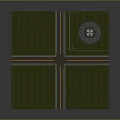 Crossroad Intersection Green Grass Circular Area With Monument And Small Figure