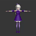 Anime Character In Purple Dress With White Hair Bow And Outstretched Arms