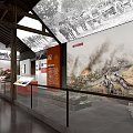Shiguojia Deeds Exhibition Hall Interior With Relief Wall And Display Platform