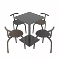 Modern Table And Chair Set With Square Smooth Top And Four Curved Leg Chairs