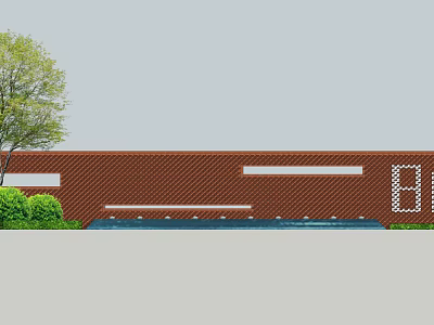 Modern landscape wall red brick image wall 3d model