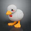 White Toy Duck With Yellow Beak Yellow Feet Red Bow Tie And Blush Cheeks