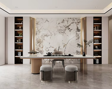 Modern Light Luxury Study 3d model
