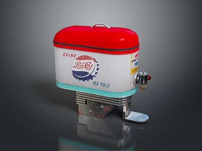 Red And White Pepsi Beverage Dispenser With ICE 2012 Model And Foot Pedal 3d model