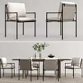 Modern Dining Table and Chair Combination Rattan Dining Table and Chair Combination 3d model