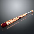 Wooden Baseball Bat Weapon With Blood Stains And Metallic Handle Design