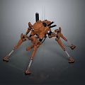 Orange Mechanical Spider Robot With Multi Legged Structure And Antenna Design 3d model