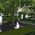 Modern Park Card Block Forest Rest 3d model
