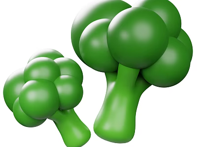 Fresh Green Broccoli Vegetables with Smooth Round Florets and Stems 3d model