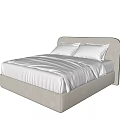 Modern Upholstered Double Bed With Soft Pillows And Textured Bedspread 3d model