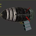 Green Striped Bomb Weapon Featuring Red Fins And Gray Stand 3d model