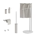 Modern Black Bathroom Accessories With Towel Rack Soap Dispenser Toilet Paper Holder And Brush Stand