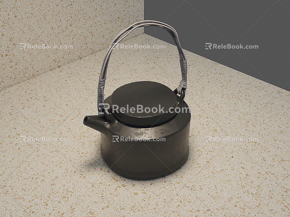 Nostalgic old iron pot retro 3d model