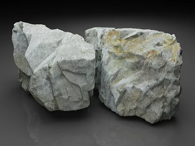 Natural Stone Rocks With Rough Textured Surfaces And Gray Yellow Tones 3d model