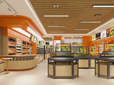 Well Lit Fruit Store Interior With Fresh Fruits And Organized Displays 3d model