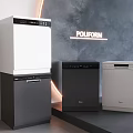 Modern Poliform Kitchen Appliances Featuring White and Black Design 3d model