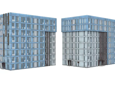 Modern Commercial Complex Featuring Twin Glass Curtain Wall Buildings And Contemporary Design 3d model