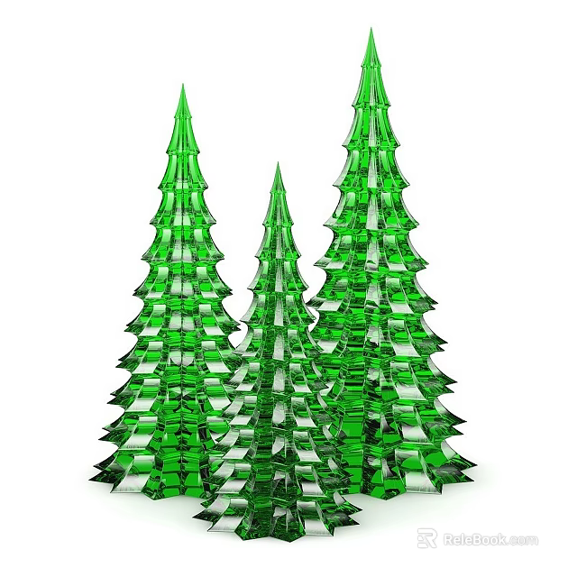Green Crystal Christmas Tree Shaped Decorative Ornament Set for Home Decor 3d model 