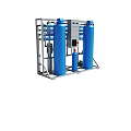 Industrial Water Treatment System With Blue Cylindrical Tanks Control Panel And Metal Frame